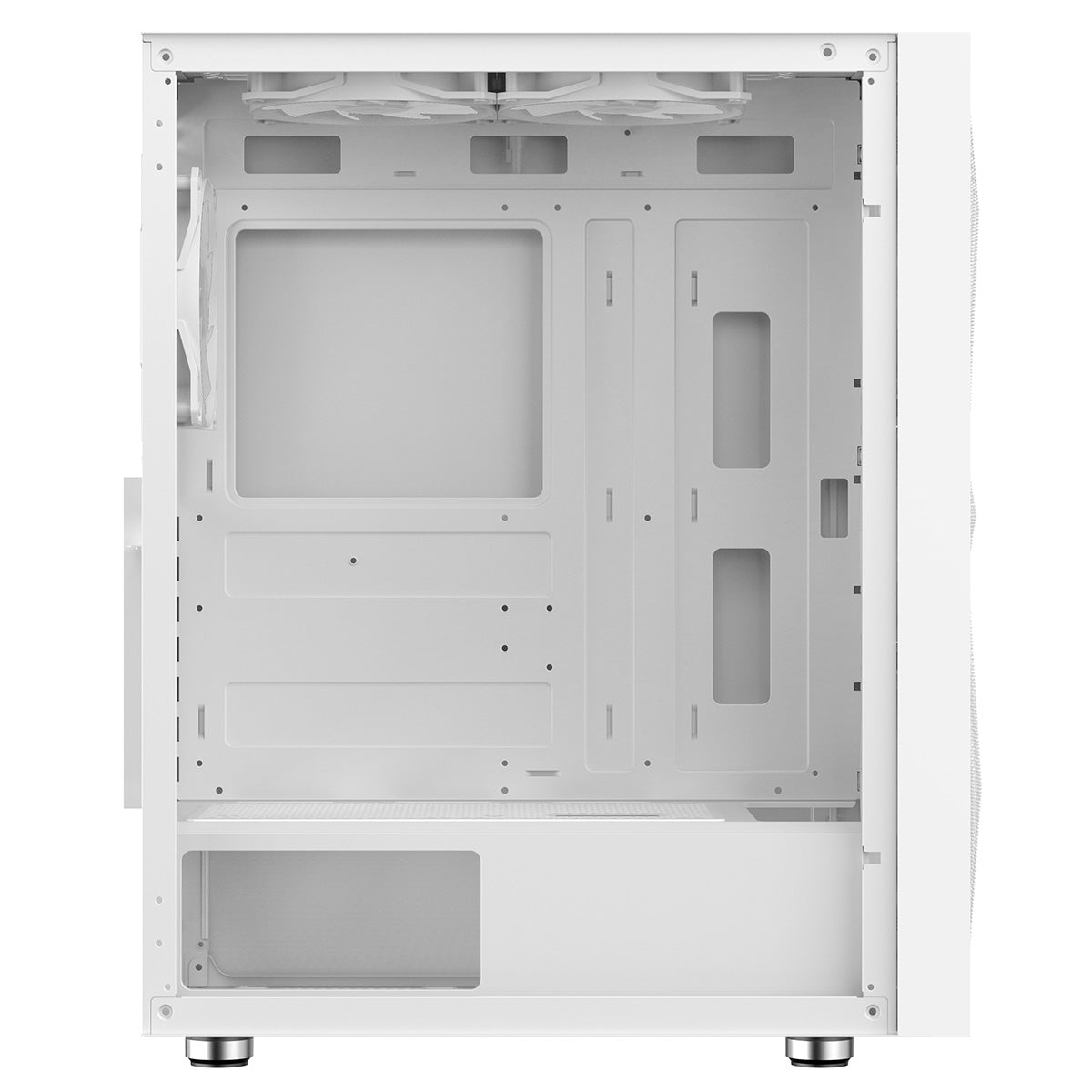 CiT Phantom XL White E-ATX Gaming Case with Crinkled Metal Mesh Front Tinted Tempered Glass Side 6 x Inner-Ring ARGB Fans 6-Port Hub CiT