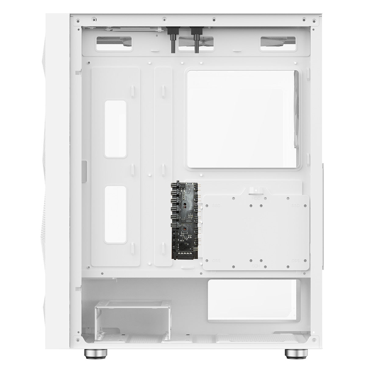 CiT Phantom XL White E-ATX Gaming Case with Crinkled Metal Mesh Front Tinted Tempered Glass Side 6 x Inner-Ring ARGB Fans 6-Port Hub CiT