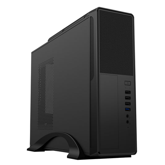 CiT S014C Black Slim Micro ATX Case with 300W PSU USB-C
