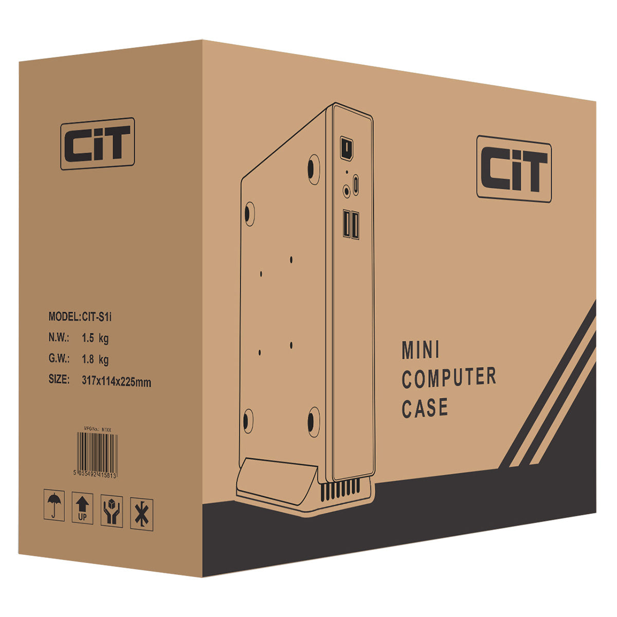 CiT S1i 1 Litre USB 3.X Type C Ultra-Thin Mini-ITX Computer Case With 120W Laptop Adpater CPU Cooler WIFI Antenna Included - Destello