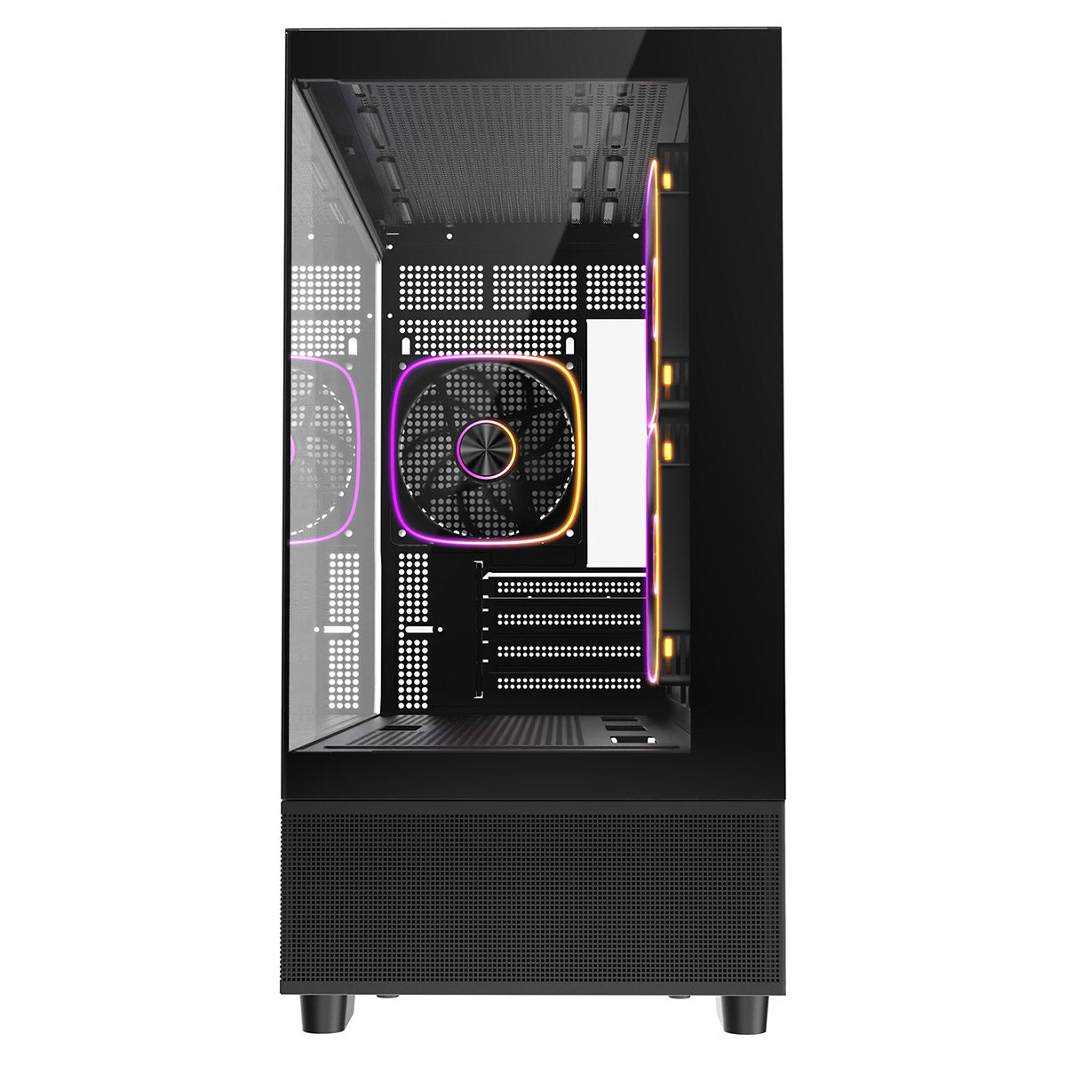CiT Solar Black Micro-ATX Gaming Case With Two-Sided Tempered Glass and 3 x 120mm PWM ARGB Fans With 6-Port Hub Included CiT
