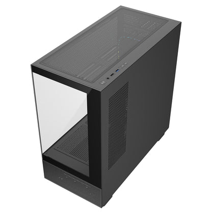 CiT Solar Black Micro-ATX Gaming Case With Two-Sided Tempered Glass and 3 x 120mm PWM ARGB Fans With 6-Port Hub Included