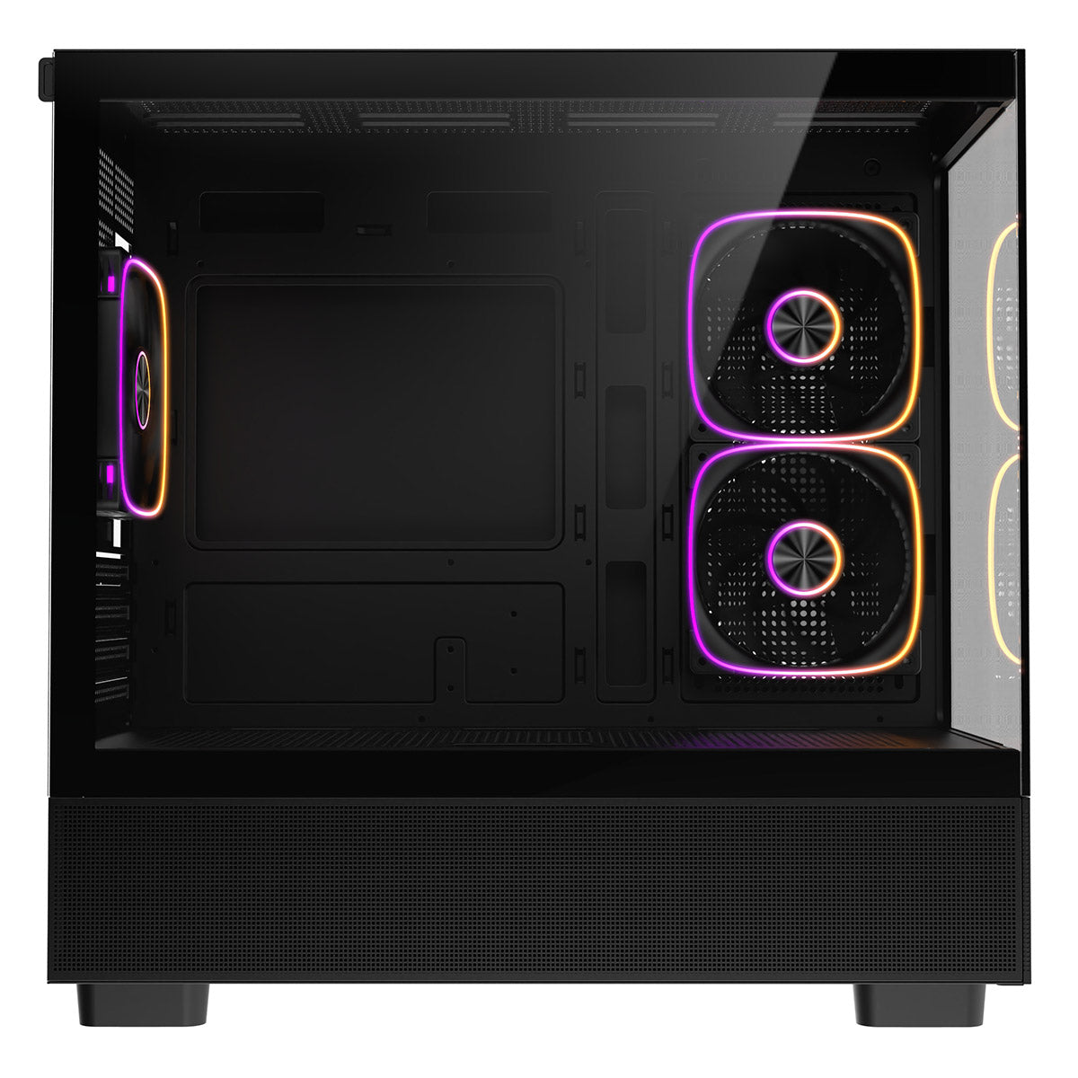 CiT Solar Black Micro-ATX Gaming Case With Two-Sided Tempered Glass and 3 x 120mm PWM ARGB Fans With 6-Port Hub Included CiT