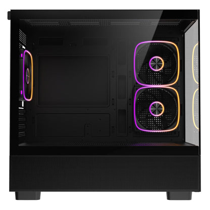 CiT Solar Black Micro-ATX Gaming Case With Two-Sided Tempered Glass and 3 x 120mm PWM ARGB Fans With 6-Port Hub Included CiT