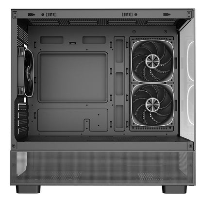 CiT Solar Black Micro-ATX Gaming Case With Two-Sided Tempered Glass and 3 x 120mm PWM ARGB Fans With 6-Port Hub Included CiT