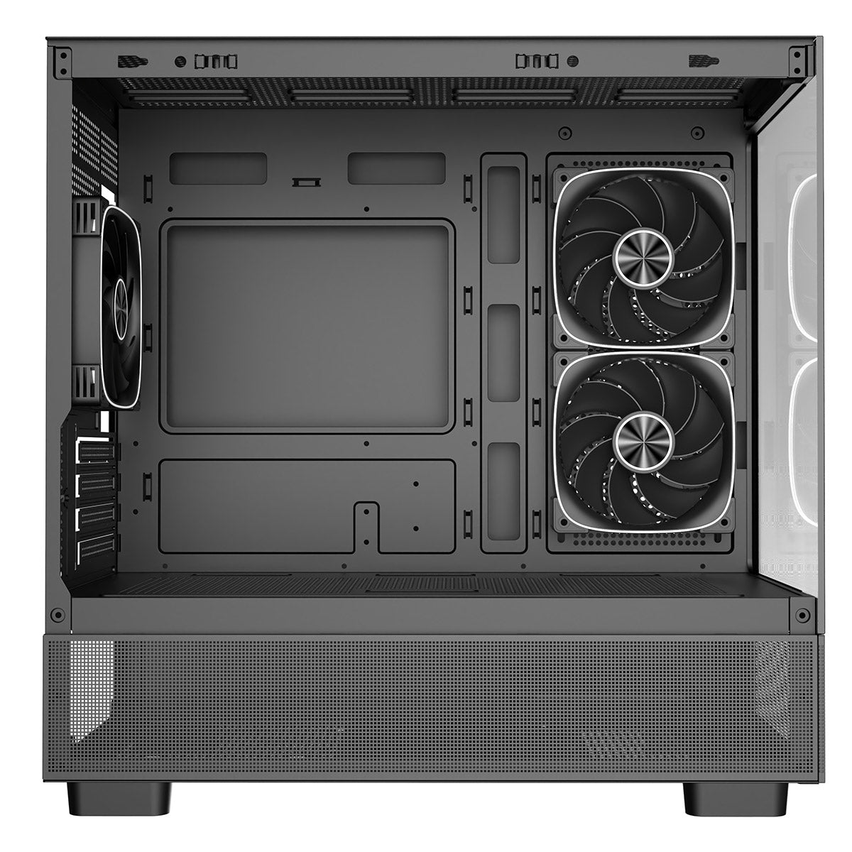 CiT Solar Black Micro-ATX Gaming Case With Two-Sided Tempered Glass and 3 x 120mm PWM ARGB Fans With 6-Port Hub Included