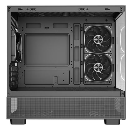CiT Solar Black Micro-ATX Gaming Case With Two-Sided Tempered Glass and 3 x 120mm PWM ARGB Fans With 6-Port Hub Included