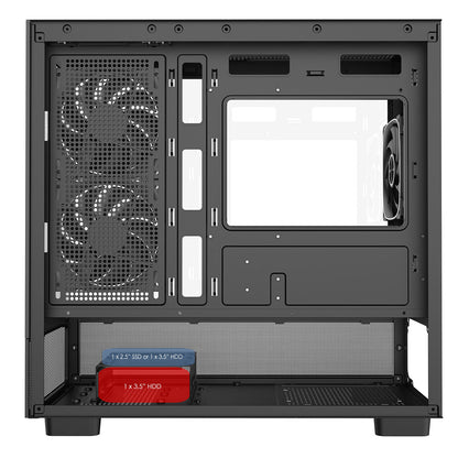 CiT Solar Black Micro-ATX Gaming Case With Two-Sided Tempered Glass and 3 x 120mm PWM ARGB Fans With 6-Port Hub Included CiT