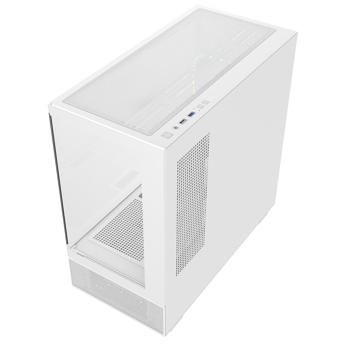 CiT Solar White Micro-ATX Gaming Case With Two-Sided Tempered Glass and 3 x 120mm PWM ARGB Fans With 6-Port Hub Included CiT