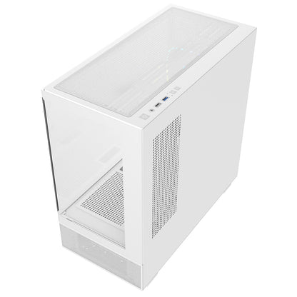 CiT Solar White Micro-ATX Gaming Case With Two-Sided Tempered Glass and 3 x 120mm PWM ARGB Fans With 6-Port Hub Included