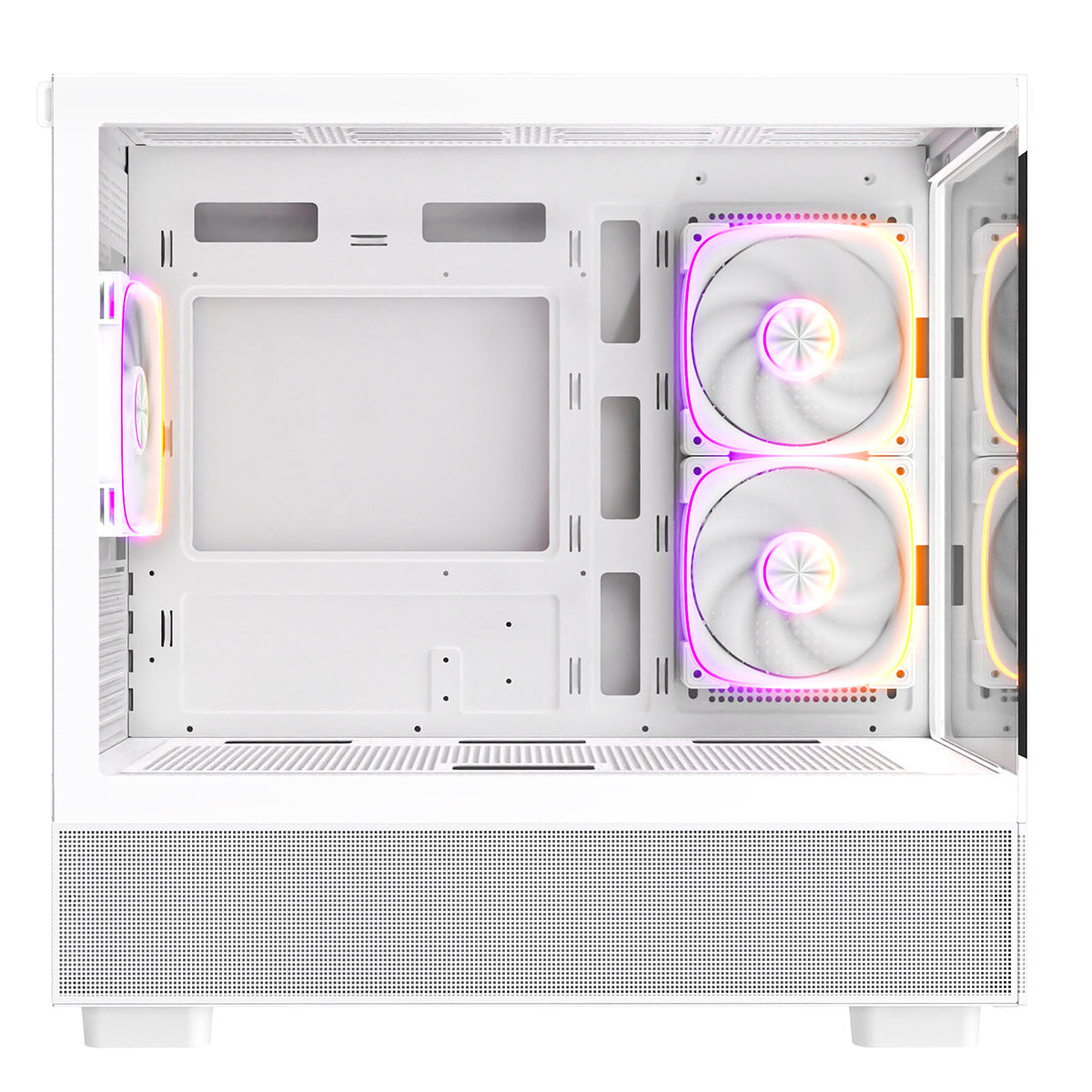 CiT Solar White Micro-ATX Gaming Case With Two-Sided Tempered Glass and 3 x 120mm PWM ARGB Fans With 6-Port Hub Included CiT