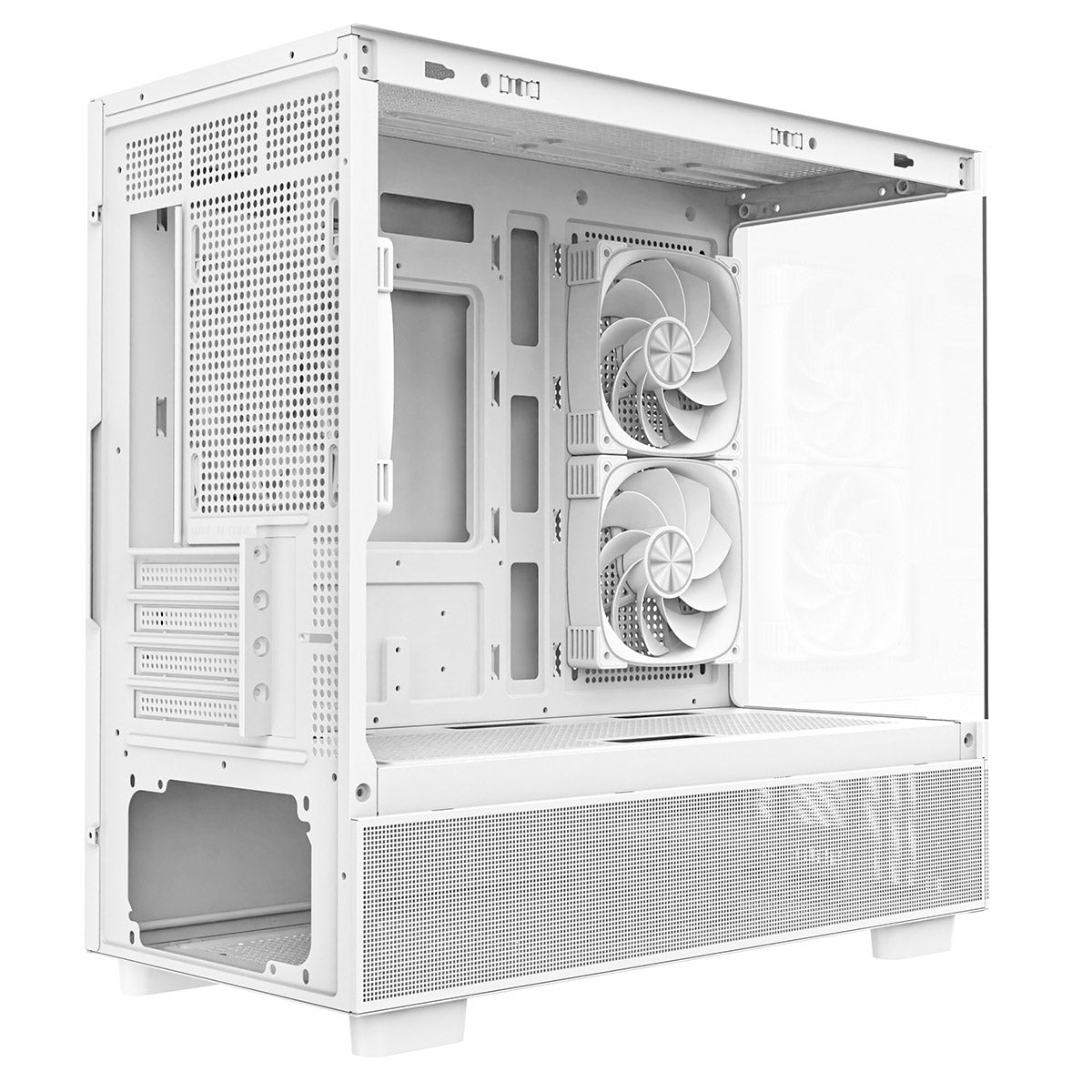 CiT Solar White Micro-ATX Gaming Case With Two-Sided Tempered Glass and 3 x 120mm PWM ARGB Fans With 6-Port Hub Included CiT