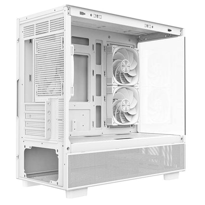 CiT Solar White Micro-ATX Gaming Case With Two-Sided Tempered Glass and 3 x 120mm PWM ARGB Fans With 6-Port Hub Included CiT