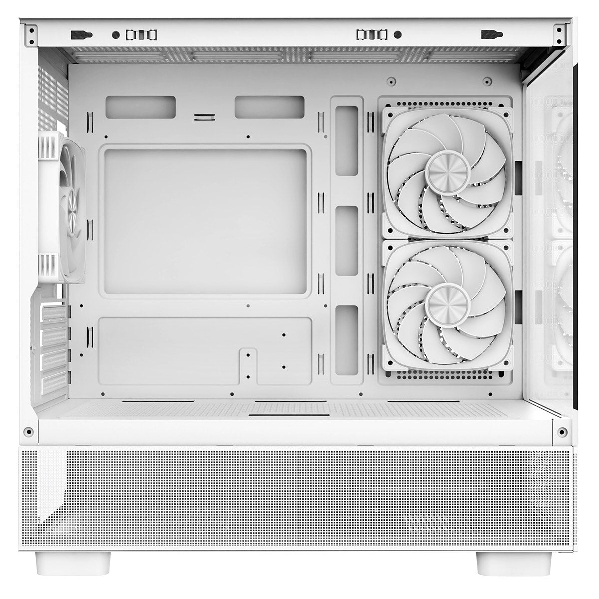 CiT Solar White Micro-ATX Gaming Case With Two-Sided Tempered Glass and 3 x 120mm PWM ARGB Fans With 6-Port Hub Included