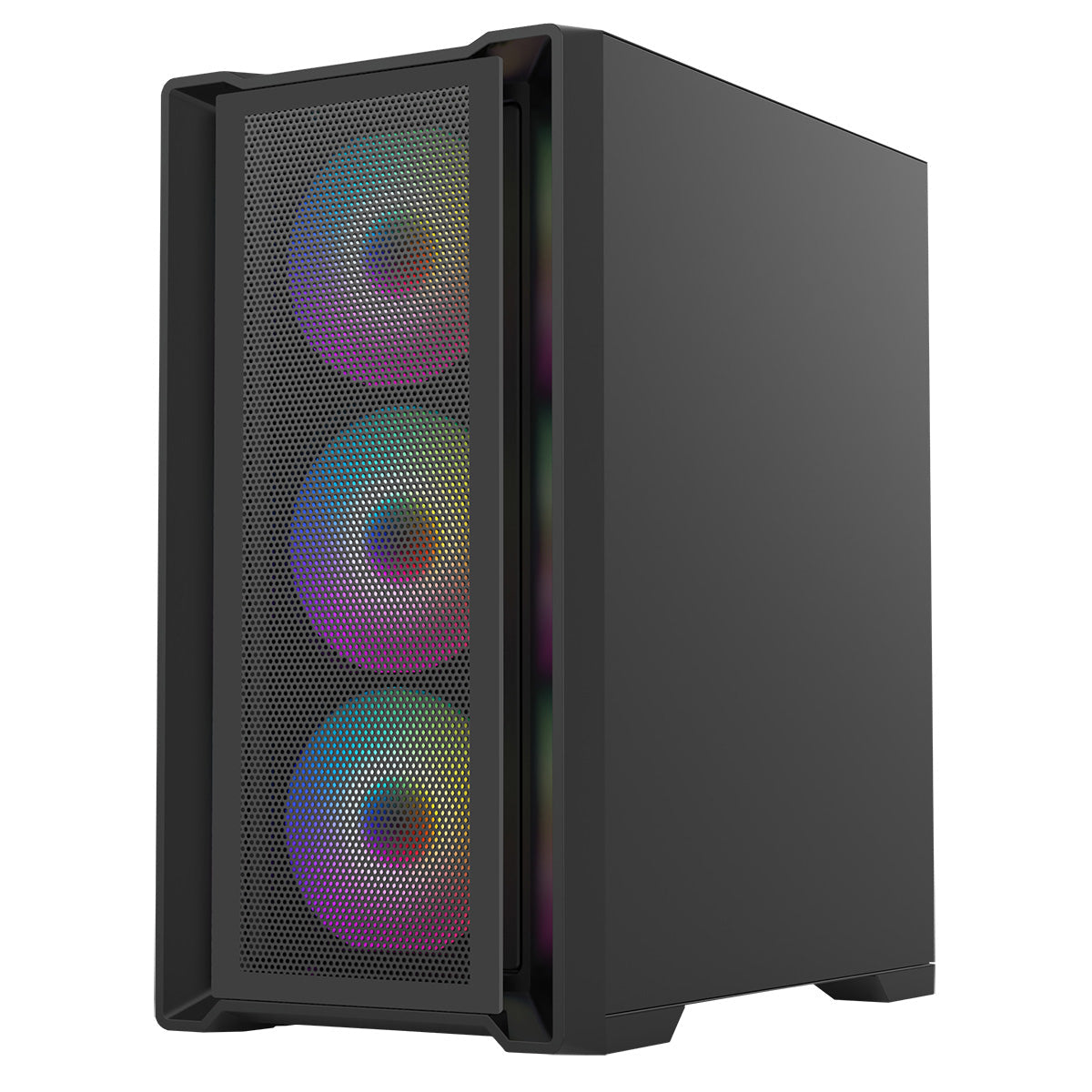 CiT Vento Black Micro-ATX PC Gaming Case with 4 x 120mm ARGB PWM Fans Included 1 x 6-Port Fan Hub Tempered Glass Side Panel CiT