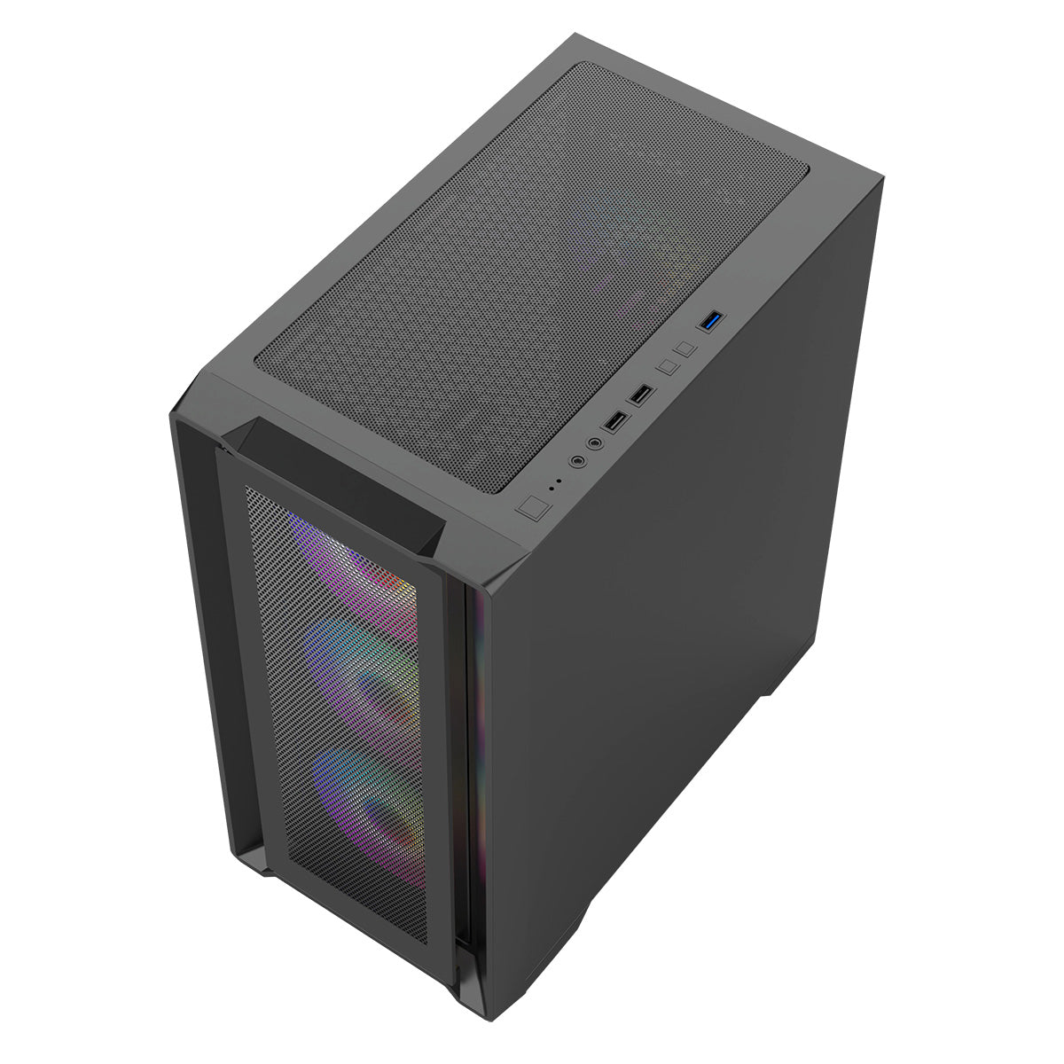 CiT Vento Black Micro-ATX PC Gaming Case with 4 x 120mm ARGB PWM Fans Included 1 x 6-Port Fan Hub Tempered Glass Side Panel CiT