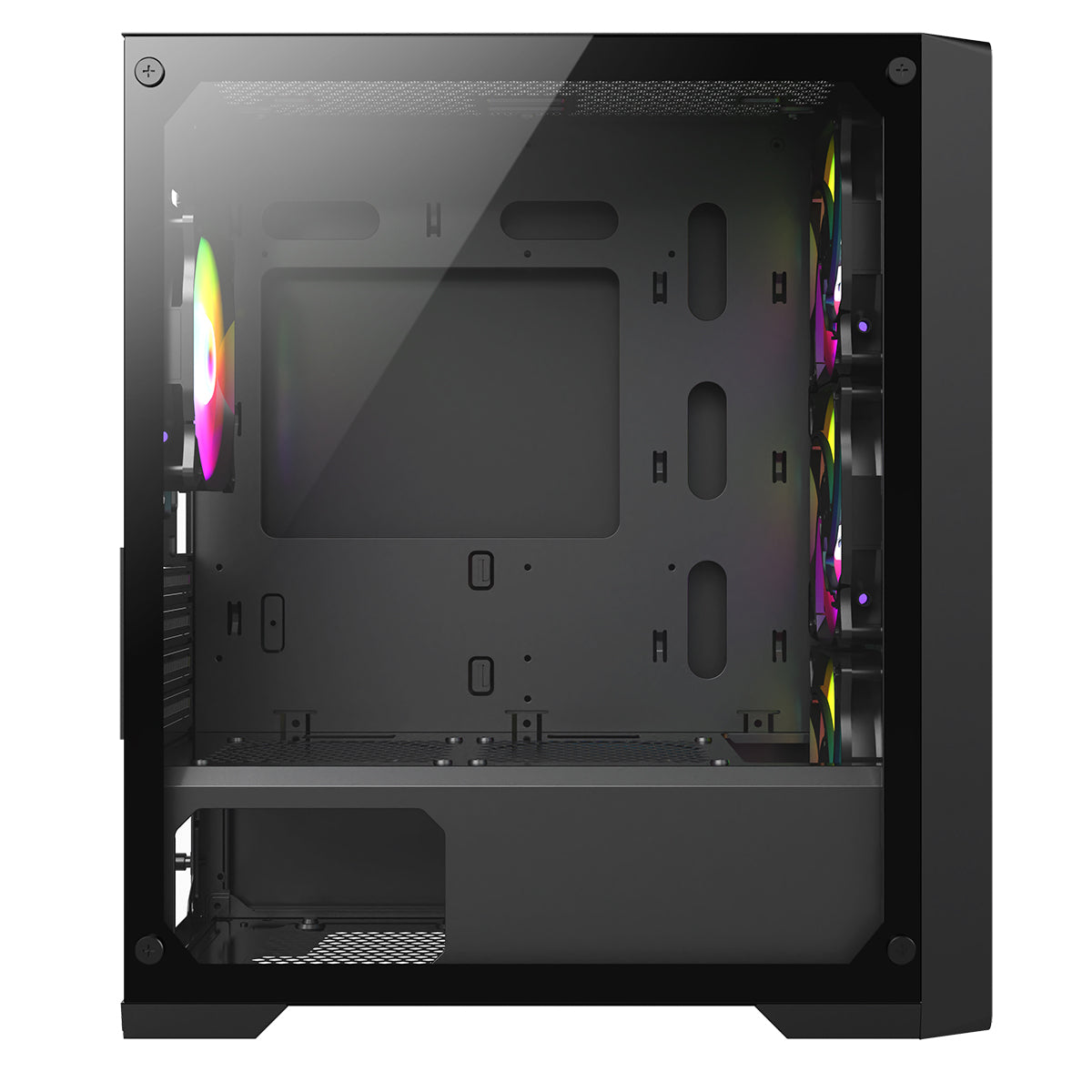 CiT Vento Black Micro-ATX PC Gaming Case with 4 x 120mm ARGB PWM Fans Included 1 x 6-Port Fan Hub Tempered Glass Side Panel CiT