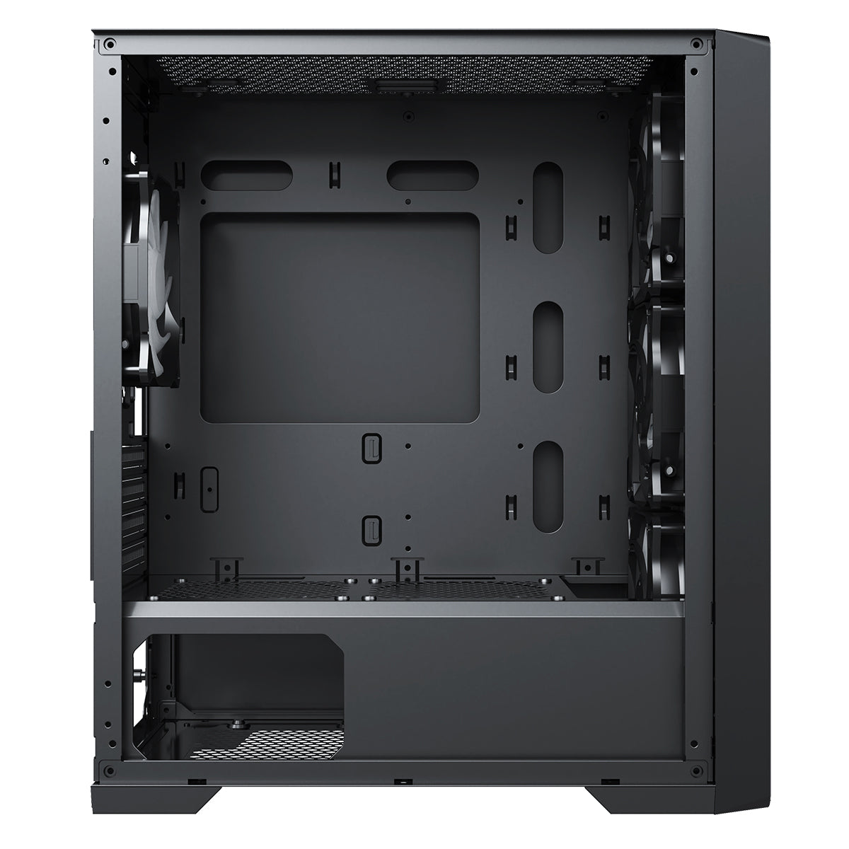 CiT Vento Black Micro-ATX PC Gaming Case with 4 x 120mm ARGB PWM Fans Included 1 x 6-Port Fan Hub Tempered Glass Side Panel CiT