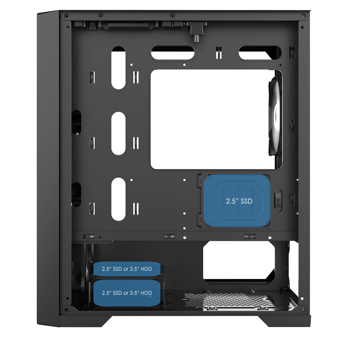 CiT Vento Black Micro-ATX PC Gaming Case with 4 x 120mm ARGB PWM Fans Included 1 x 6-Port Fan Hub Tempered Glass Side Panel CiT