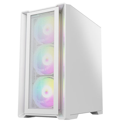 CiT Vento White Micro-ATX PC Gaming Case with 4 x 120mm ARGB PWM Fans Included 1 x 6-Port Fan Hub Tempered Glass Side Panel CiT