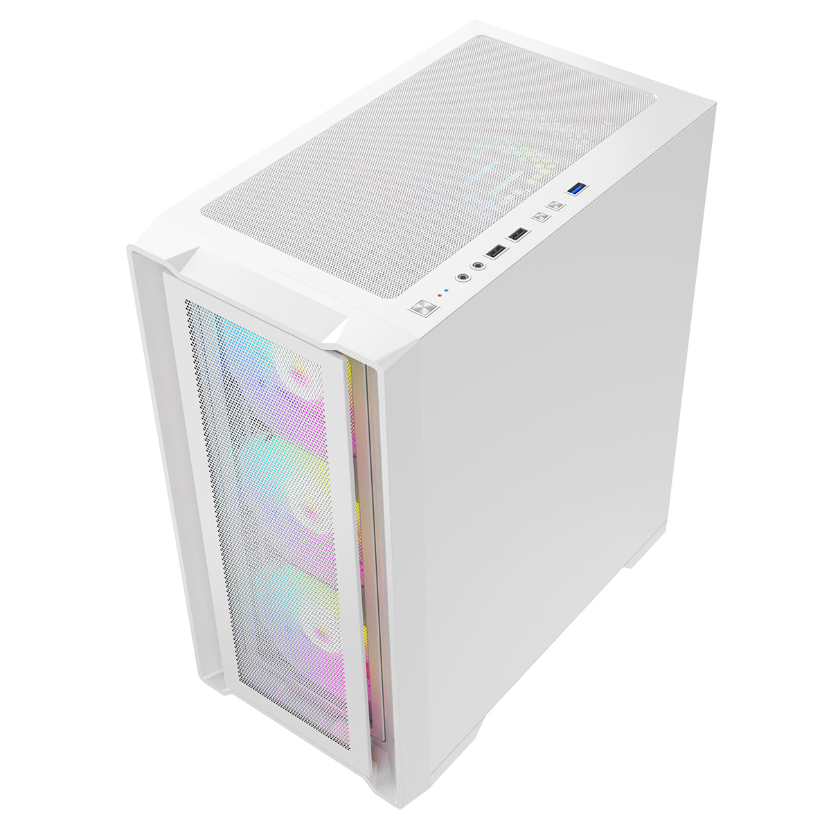 CiT Vento White Micro-ATX PC Gaming Case with 4 x 120mm ARGB PWM Fans Included 1 x 6-Port Fan Hub Tempered Glass Side Panel CiT