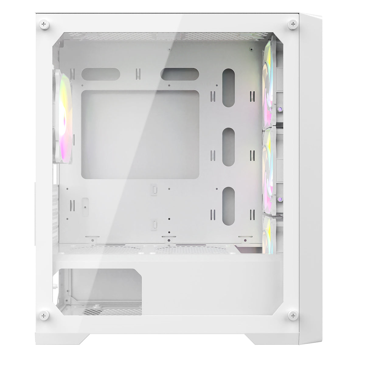 CiT Vento White Micro-ATX PC Gaming Case with 4 x 120mm ARGB PWM Fans Included 1 x 6-Port Fan Hub Tempered Glass Side Panel CiT