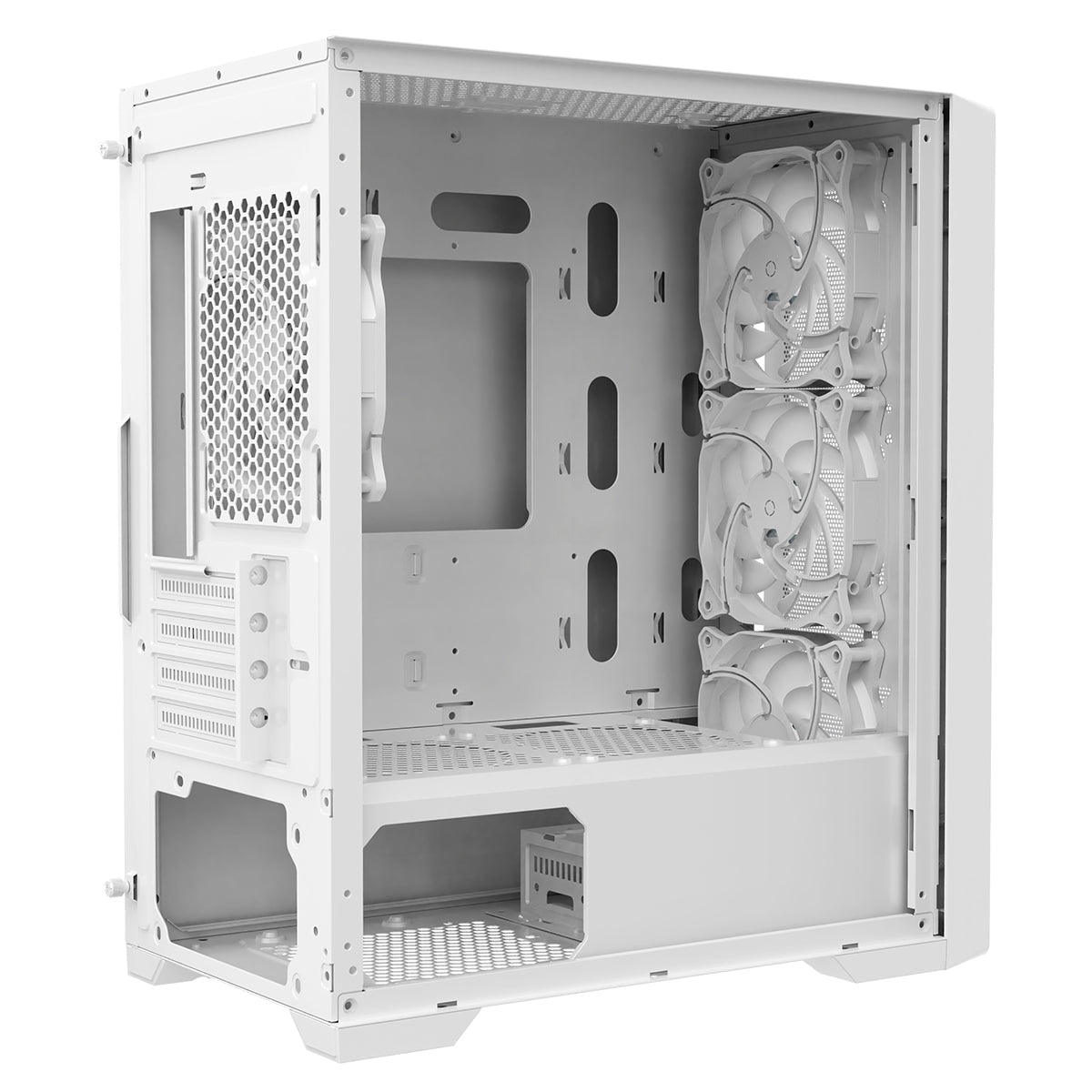 CiT Vento White Micro-ATX PC Gaming Case with 4 x 120mm ARGB PWM Fans Included 1 x 6-Port Fan Hub Tempered Glass Side Panel CiT