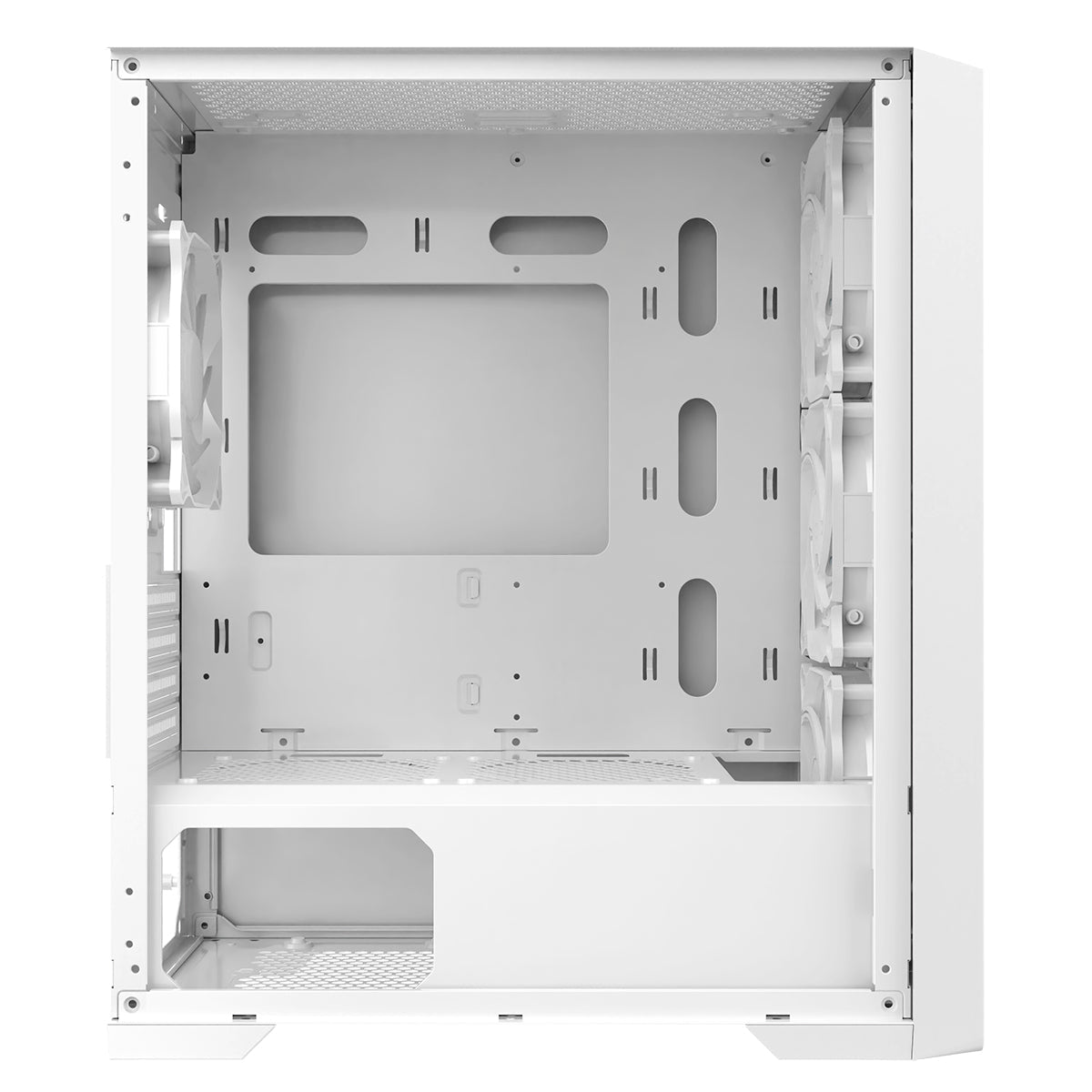 CiT Vento White Micro-ATX PC Gaming Case with 4 x 120mm ARGB PWM Fans Included 1 x 6-Port Fan Hub Tempered Glass Side Panel CiT