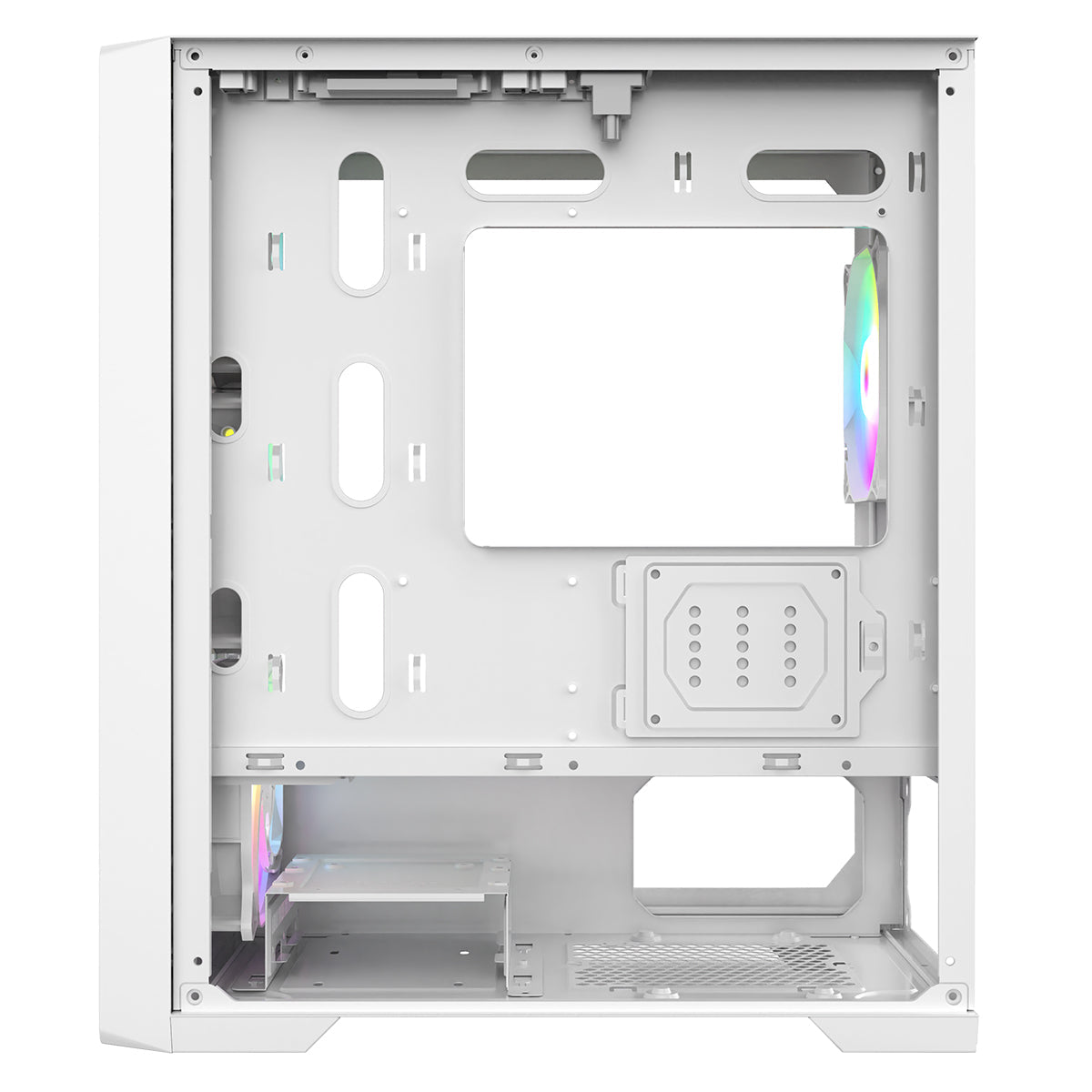 CiT Vento White Micro-ATX PC Gaming Case with 4 x 120mm ARGB PWM Fans Included 1 x 6-Port Fan Hub Tempered Glass Side Panel CiT