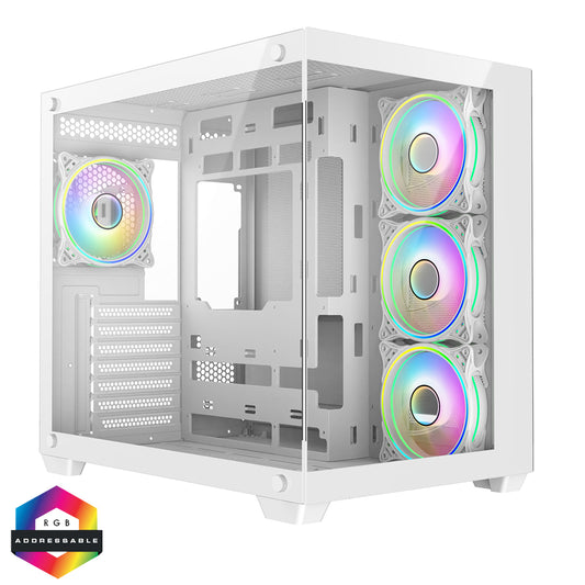 CiT Vision White ATX Gaming Cube Tempered Glass 4x RGB Fans