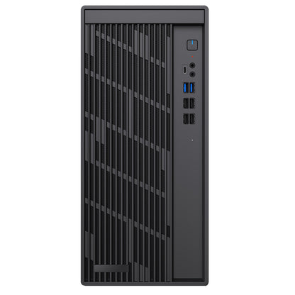 CiT Workstation Tower Micro-ATX Office PC Case With Type C USB3.2 and 80mm Rear Black PWM FDB Fan Included