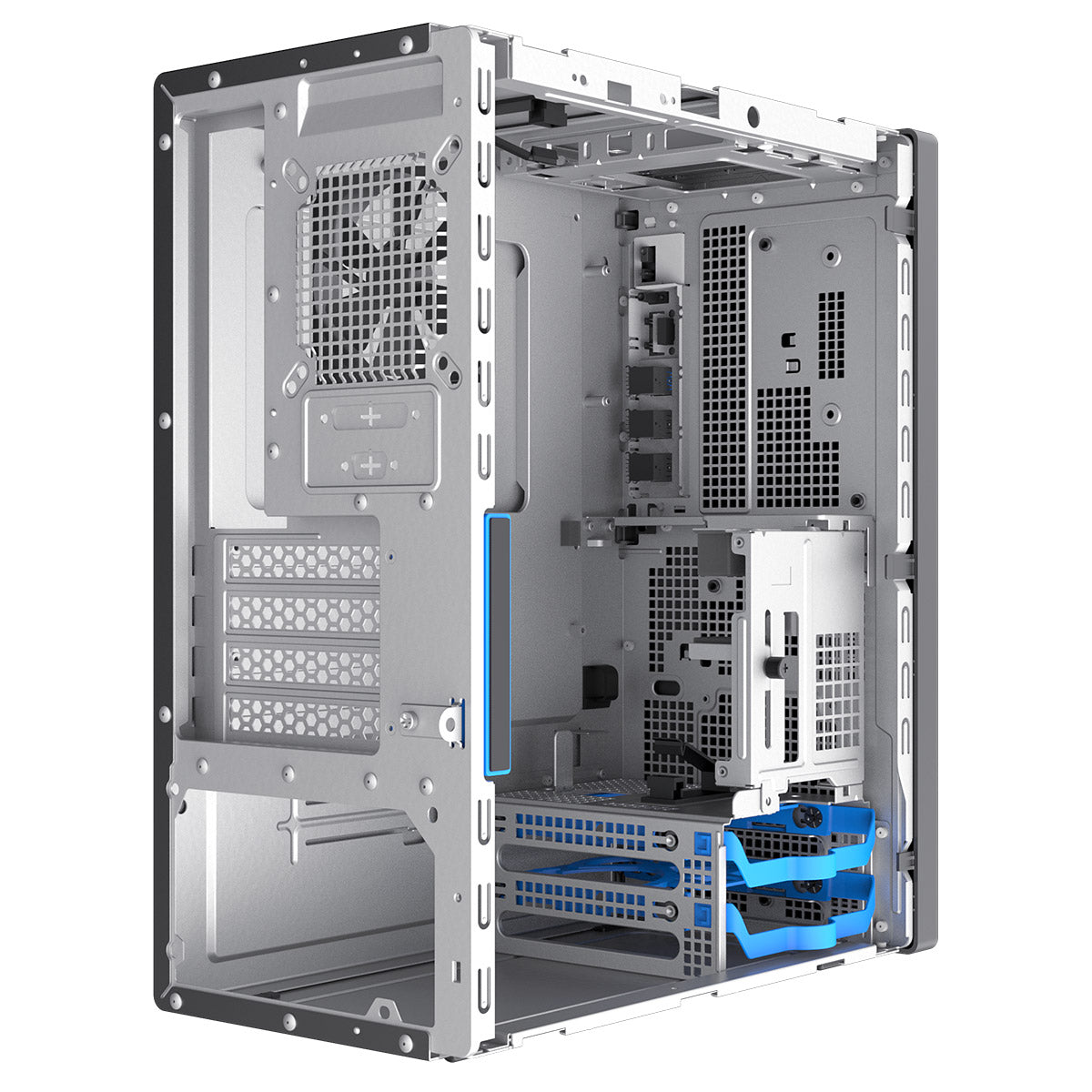 CiT Workstation Tower Micro-ATX Office PC Case With Type C USB3.2 and 80mm Rear Black PWM FDB Fan Included CiT