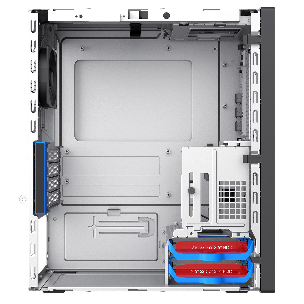 CiT Workstation Tower Micro-ATX Office PC Case With Type C USB3.2 and 80mm Rear Black PWM FDB Fan Included CiT