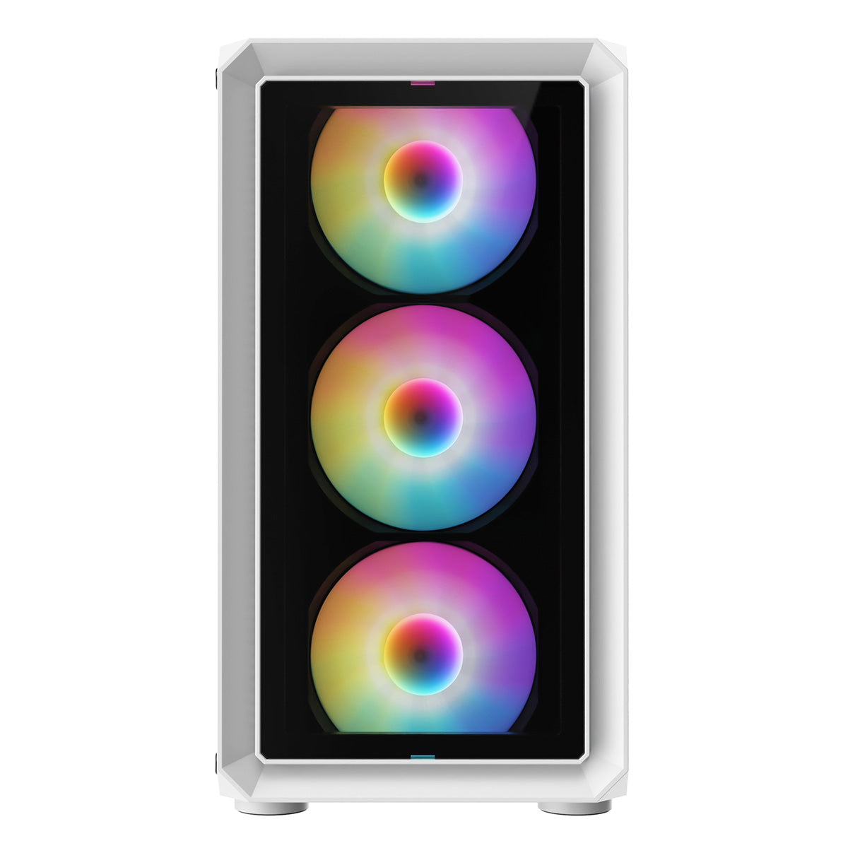 GameMax Icon White Micro-ATX TG Gaming Case with Darkened Tempered Glass Panels 4 x 12cm Inner-Ring ARGB Fans 6-Port Hub GameMax