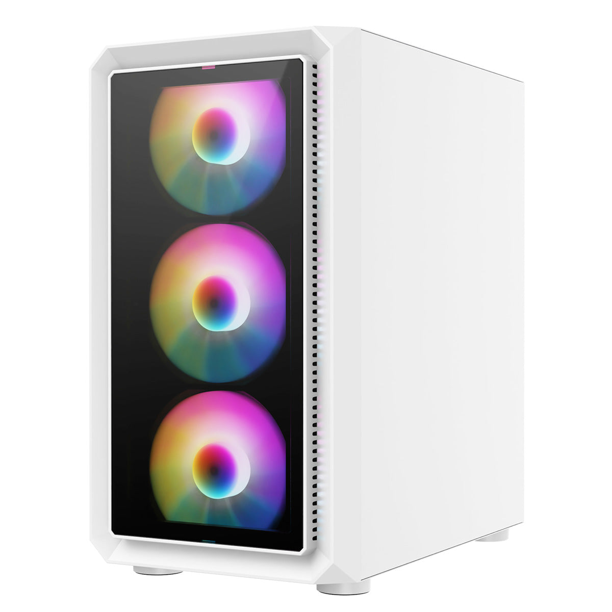 GameMax Icon White Micro-ATX TG Gaming Case with Darkened Tempered Glass Panels 4 x 12cm Inner-Ring ARGB Fans 6-Port Hub GameMax