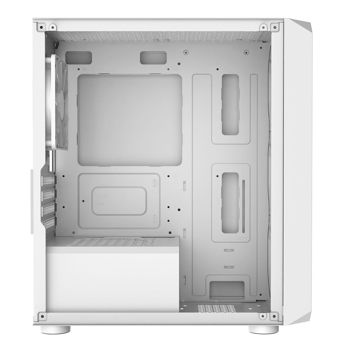 GameMax Icon White Micro-ATX TG Gaming Case with Darkened Tempered Glass Panels 4 x 12cm Inner-Ring ARGB Fans 6-Port Hub GameMax