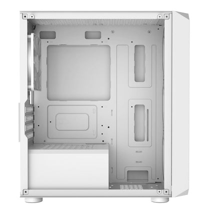 GameMax Icon White Micro-ATX TG Gaming Case with Darkened Tempered Glass Panels 4 x 12cm Inner-Ring ARGB Fans 6-Port Hub GameMax