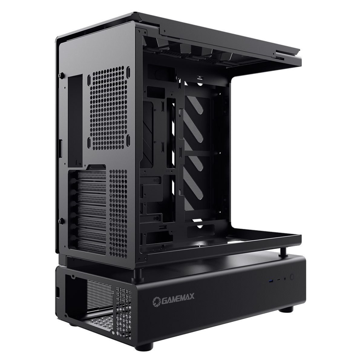 GameMax N80 Black ATX PC Gaming Case with 6 x 120mm PWM ARGB Fans and 10-Port Fan Hub Included With Curved Tempered Glass Panel GameMax