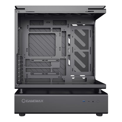 GameMax N80 Black ATX PC Gaming Case with 6 x 120mm PWM ARGB Fans and 10-Port Fan Hub Included With Curved Tempered Glass Panel GameMax