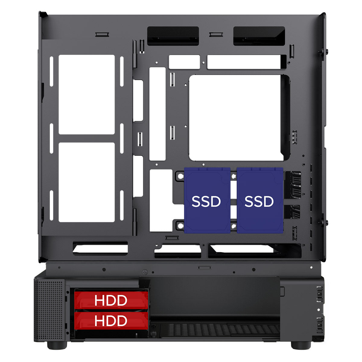 GameMax N80 Black ATX PC Gaming Case with 6 x 120mm PWM ARGB Fans and 10-Port Fan Hub Included With Curved Tempered Glass Panel GameMax