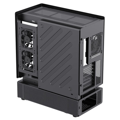 GameMax N80 Black ATX PC Gaming Case with 6 x 120mm PWM ARGB Fans and 10-Port Fan Hub Included With Curved Tempered Glass Panel GameMax
