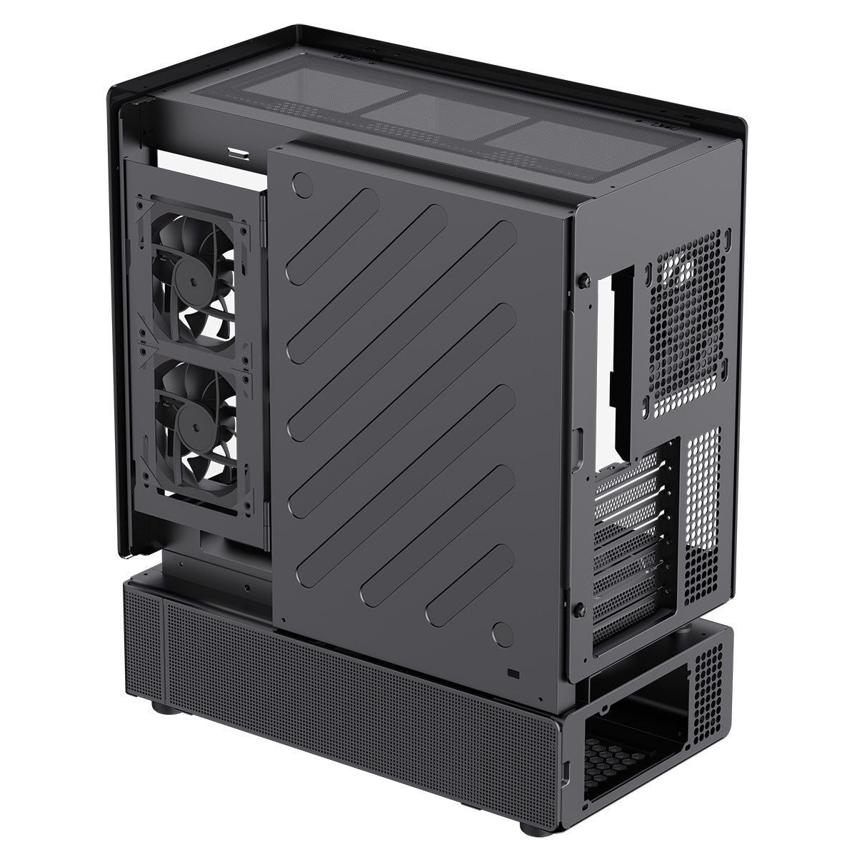 GameMax N80 Black ATX PC Gaming Case with 6 x 120mm PWM ARGB Fans and 10-Port Fan Hub Included With Curved Tempered Glass Panel GameMax