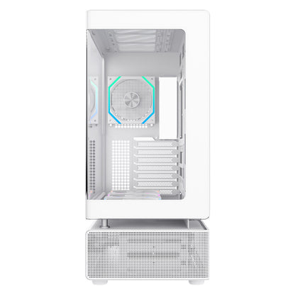 GameMax N80 White ATX PC Gaming Case with 6 x 120mm PWM ARGB Fans and 10-Port Fan Hub Included With Curved Tempered Glass Panel GameMax