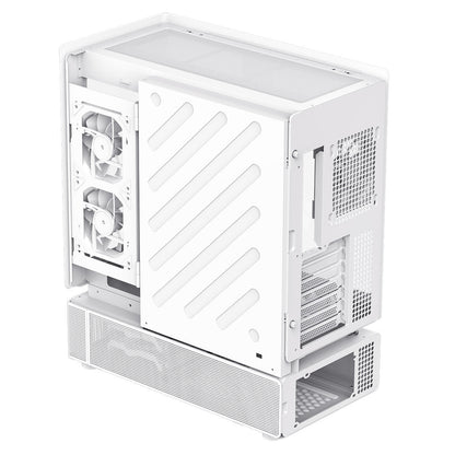 GameMax N80 White ATX PC Gaming Case with 6 x 120mm PWM ARGB Fans and 10-Port Fan Hub Included With Curved Tempered Glass Panel GameMax