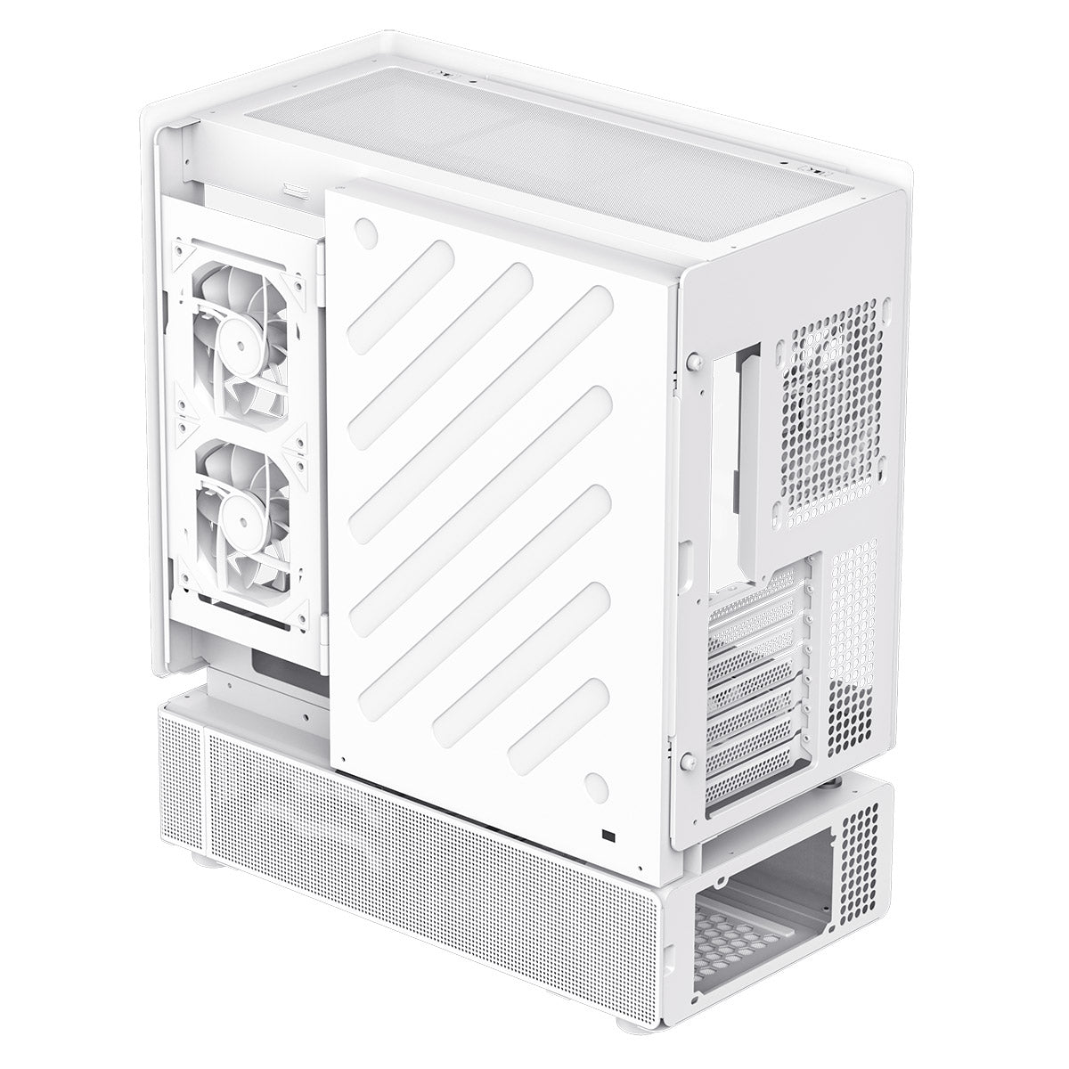GameMax N80 White ATX PC Gaming Case with 6 x 120mm PWM ARGB Fans and 10-Port Fan Hub Included With Curved Tempered Glass Panel GameMax