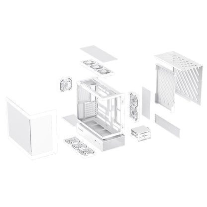 GameMax N80 White ATX PC Gaming Case with 6 x 120mm PWM ARGB Fans and 10-Port Fan Hub Included With Curved Tempered Glass Panel GameMax