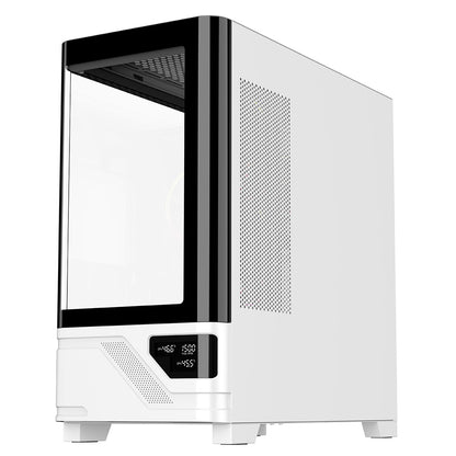 Powercool Arctic White Micro-ATX Gaming Case With Black Interior Tempered Glass Panels With 3 x PWM ARGB Fans and 9 Port PWM Hub Included - Destello