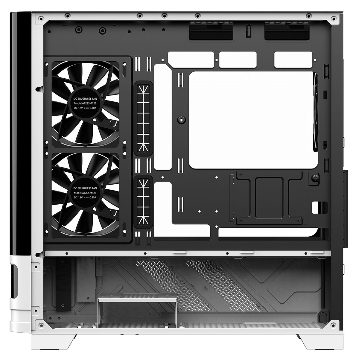 Powercool Arctic White Micro-ATX Gaming Case With Black Interior Tempered Glass Panels With 3 x PWM ARGB Fans and 9 Port PWM Hub Included - Destello