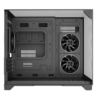 Powercool Atom Black mATX Gaming Case Dual Chamber With 3 x Tempered Glass Panels With 3 x CiT Saturn PWM ARGB Fans and 6 Port PWM Hub - Destello