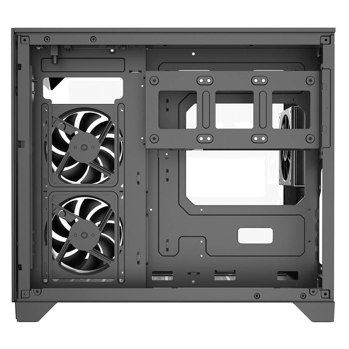 Powercool Atom Black mATX Gaming Case Dual Chamber With 3 x Tempered Glass Panels With 3 x CiT Saturn PWM ARGB Fans and 6 Port PWM Hub - Destello